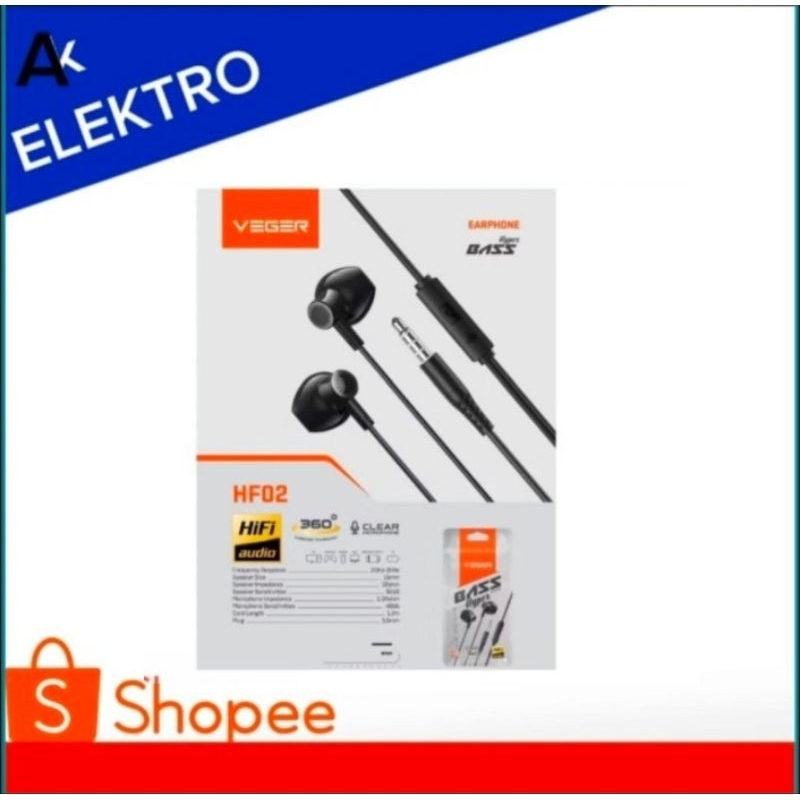 Veger hf02 / earphone veger hf02 bass hyper