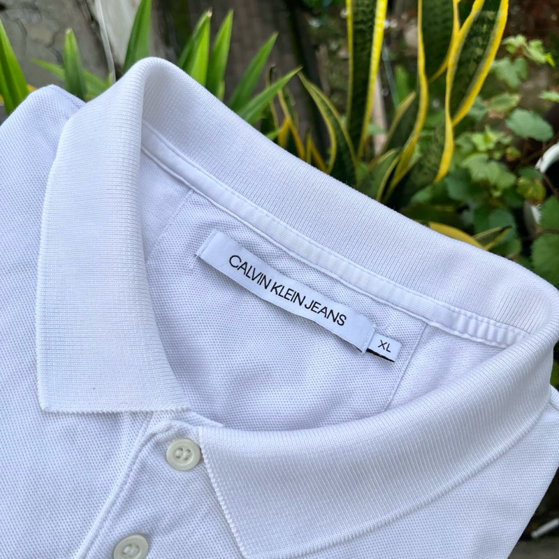 Polo Shirt CALVIN KLEIN Jeans Basic White (XL)