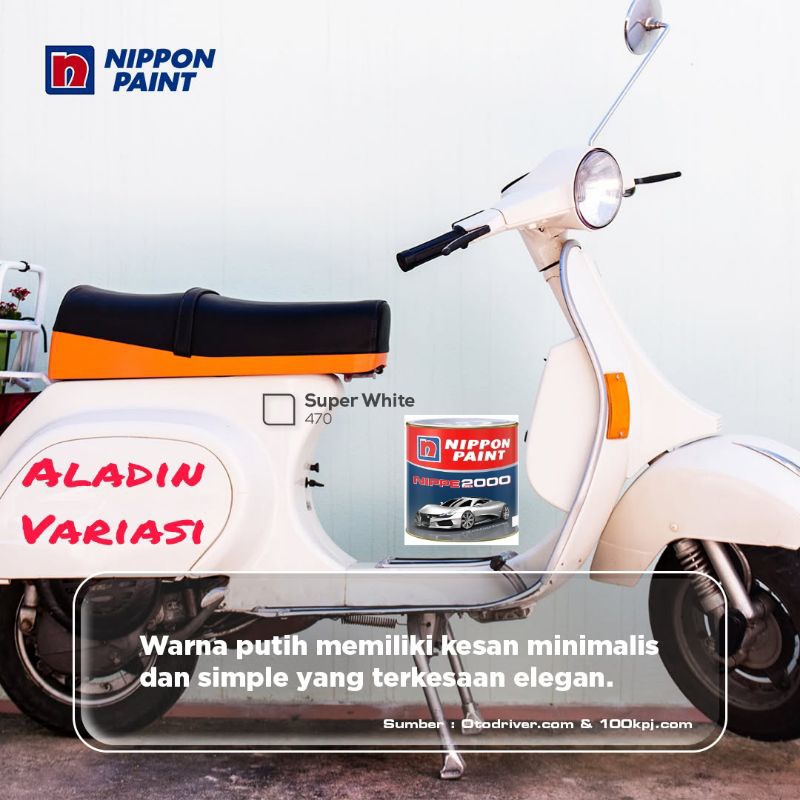 Cat Putih Super White Kilap Nippe 2000 High Gloss Cat Mobil Motor Velg Mesin Kayu 1Kg