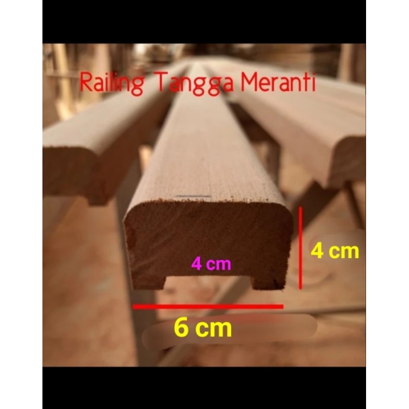 Handrail Pegangan Tangga Railing Kayu Meranti per meter