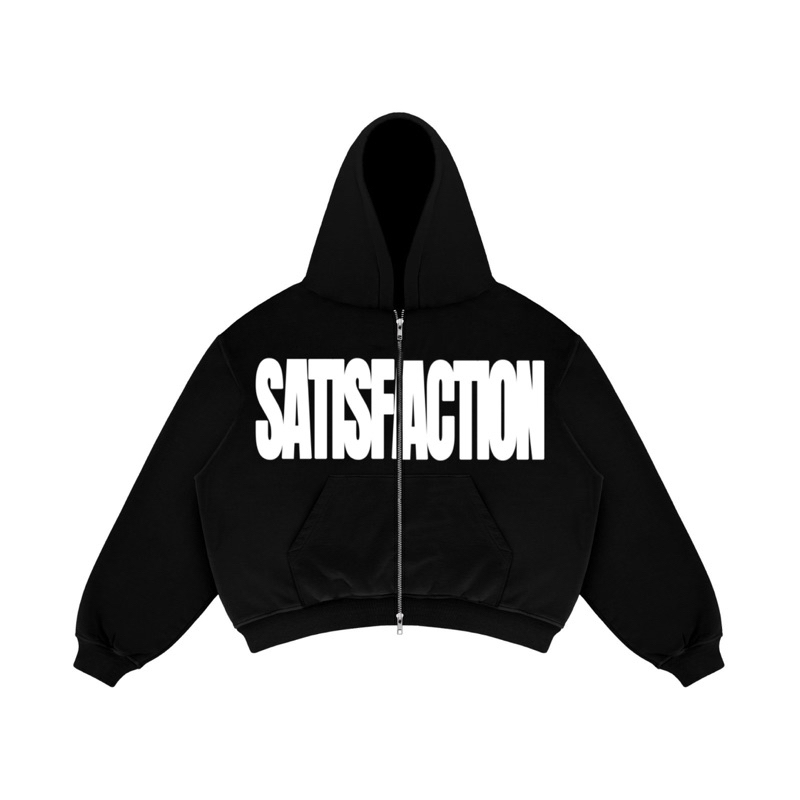 Satisfaction Hoodie Boxy Doble Zipper SNPR Black