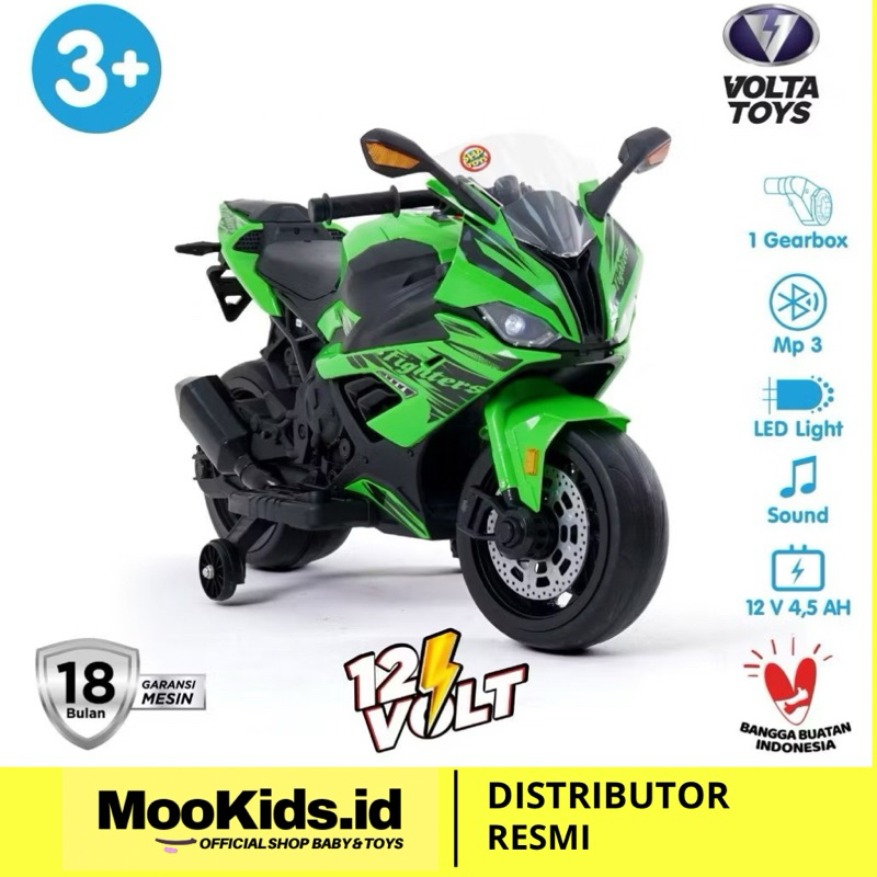 MooKids Motor aki anak Ninja sport Volta 5059 baterai cas Sepeda listrik