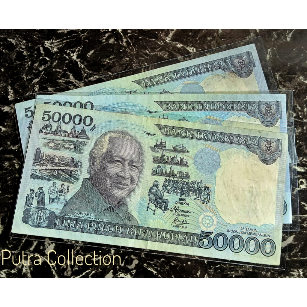 Uang 50,000 Suharto Tahun Campur /Uang 50 Ribu Kertas Suharto Asli
