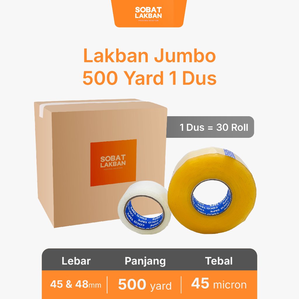 

Lakban Jumbo 1 Dus Isi 30 Roll Coco Tape 500 Yard