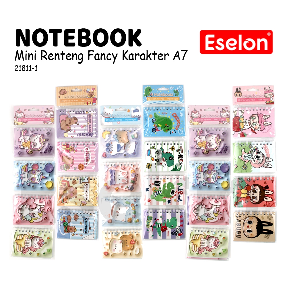 

1renteng isi 4pcs Diary A7 Karakter /4buah Diary Renteng Spiral A7