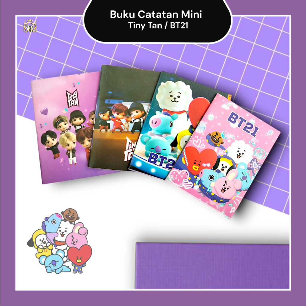 

Buku Catatan Mini Sampul Karakter / Kpop / BTS /Tiny Tan/ BT21 / Murah Serbaguna