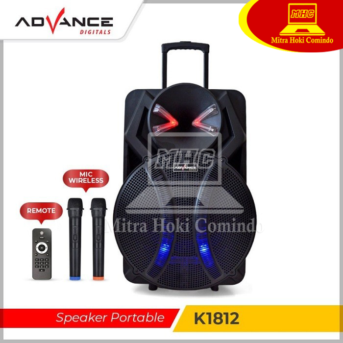 Speaker Bluetooth Advance K1812 18 inch Speaker troly Free 2 Mic