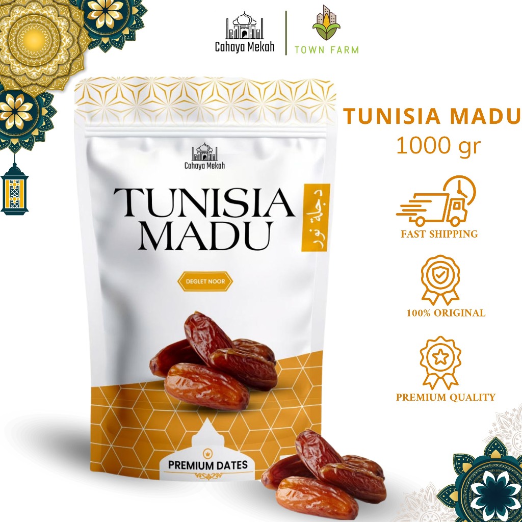 

Cahaya Mekah Kurma Tunisia Deglet Noor Kemasan Pouch 1kg Kurma Madu Legit Premium Original High