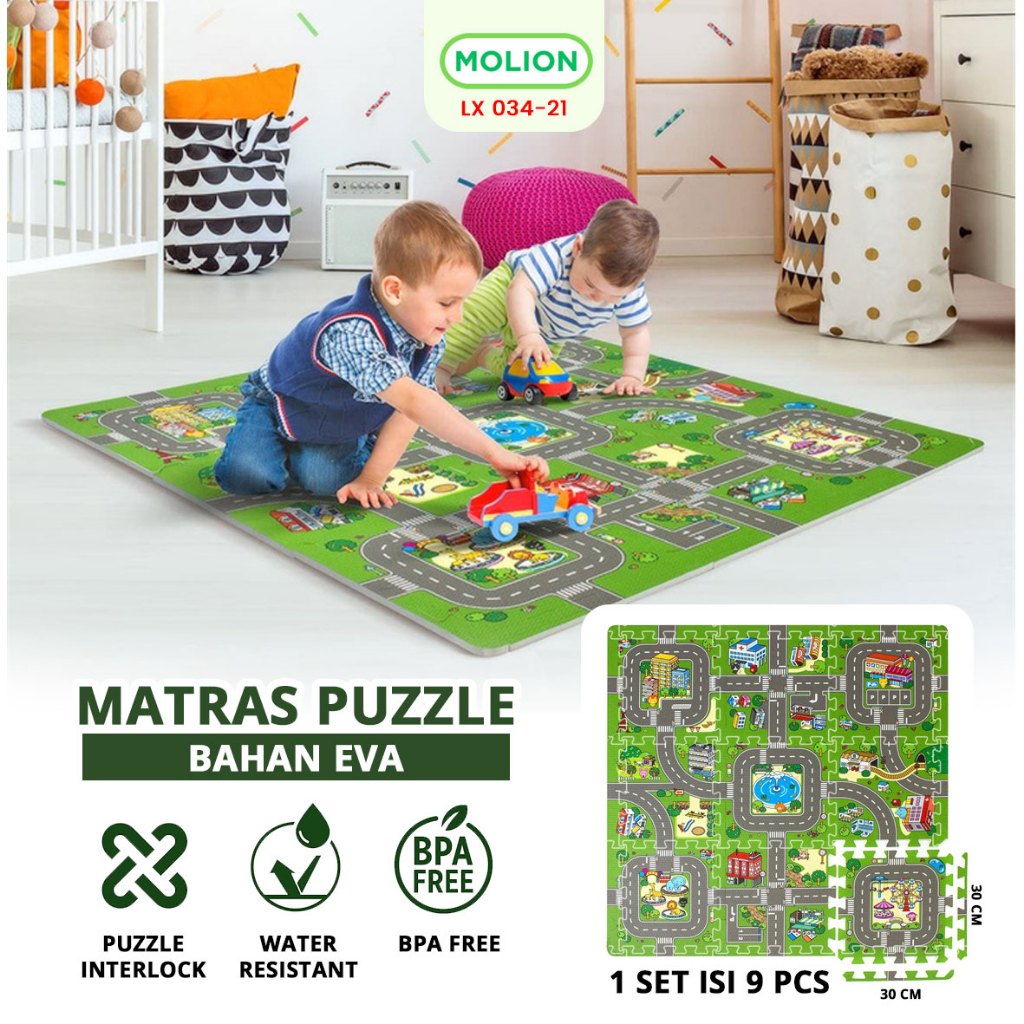 MOLION SNI Evamat Motif Edukasi Sensory 30x30x1cm Eva Mat Matras Puzzle Anak Bergambar Mainan Empuk 