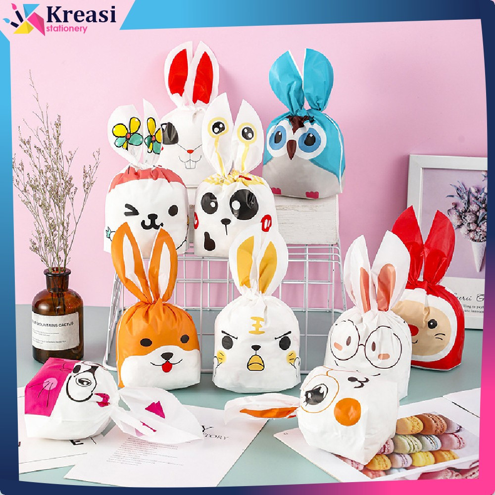 

Plastik Bingkisan Ultah Anak Karakter Kelinci Lucu / Kantong Souvenir Snack Rabbit Plastic Bag / Plastik Goodie Bag Kecil Kreasi Stationery C1181