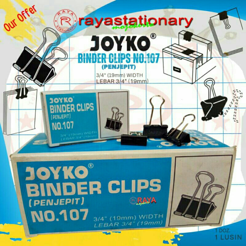 

Penjepit Kertas Joyko 107 Binder Clip Hitam