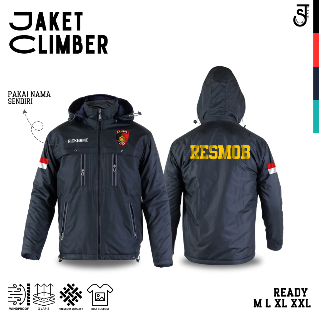 JAKET RESMOB POLRI CUSTOM FREE NAMA PARASUT TAHAN ANGIN TEBAL 3 LAPIS JAKETSPORTID TERBARU KEREN