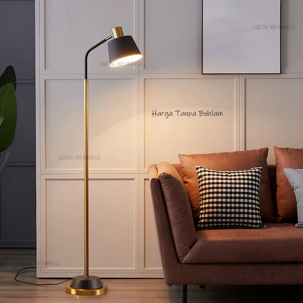 Lampu Standing Minimalis Modern Floor Lamp Hitam Gold Lampu Lantai Original High Quality Drip5588