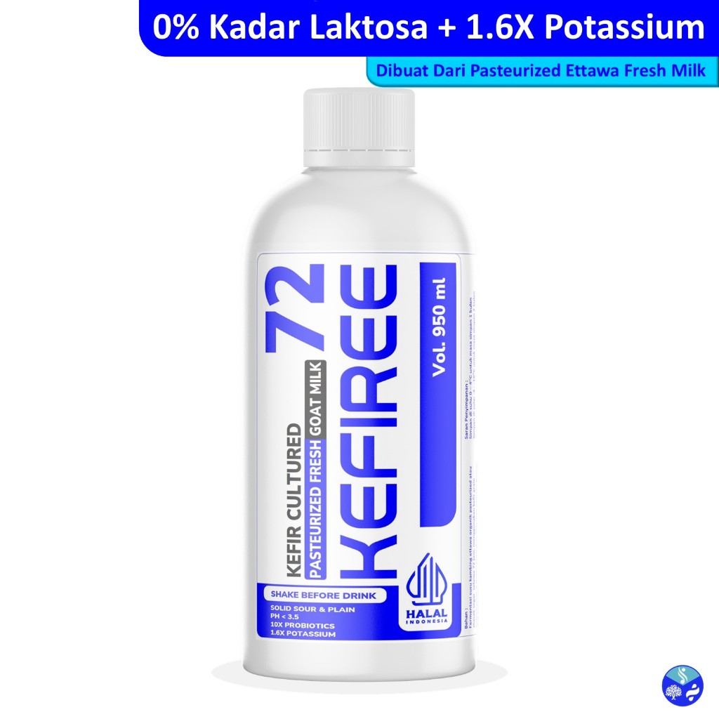 

Kefiree | Kefir Susu Kambing Ettawa Pasteurized/Masak | Fementasi 72 Jam | Probiotik Tinggi Alami | Zero Laktosa | Original | 950 ml