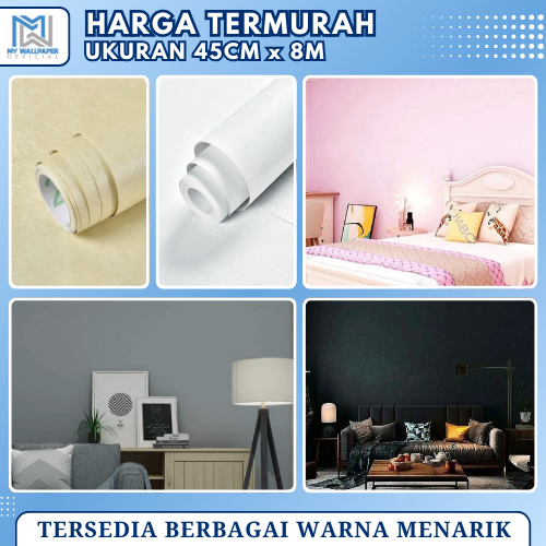 Wallpaper Stiker Dinding Lemari Pintu Walpaper Dinding Kamar Tidur Aesthetic Warna Solid Putih Polos