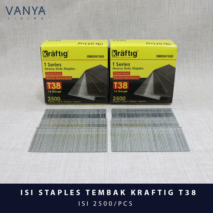 

PAKU TEMBAK/ISI STAPLES TEMBAK KRAFTIG T38 - BAHAN BAKU SOFA/AKSESORIS SOFA/FURNITURE/LEMARI/KURSI/DIVAN/SPRING BED/KASUR/TAS/SEPATU/SANDAL/JOK MOTOR/JOK MOBIL