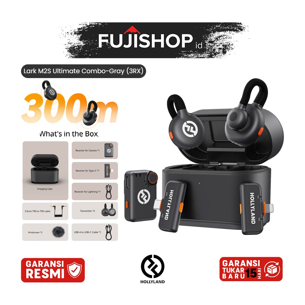 Hollyland Lark M2S / Hollyland Lark M2 S Dual Wireless Microphone Garansi Resmi