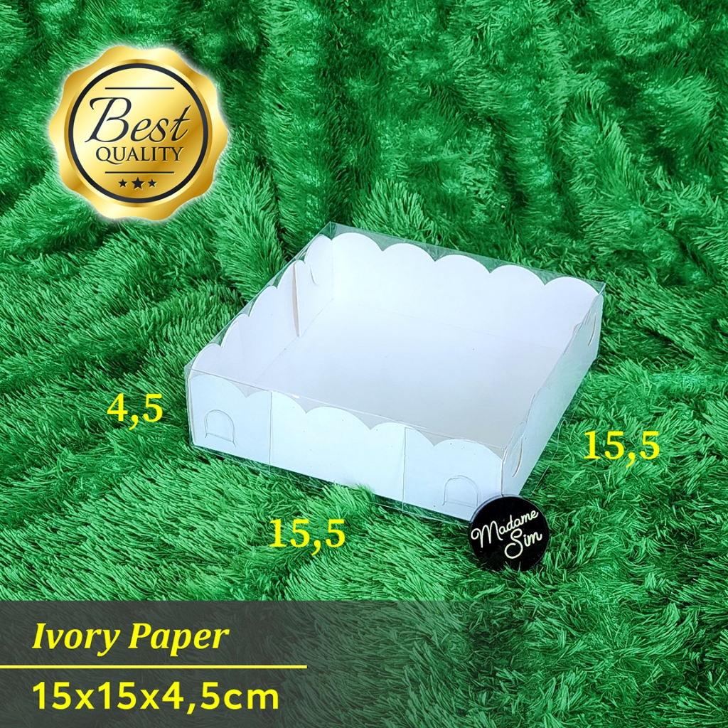 

BOX MIKA PUTIH - DUS KUE - KOTAK - KARDUS 15x15x4.5 (ISI : 10 PCS)
