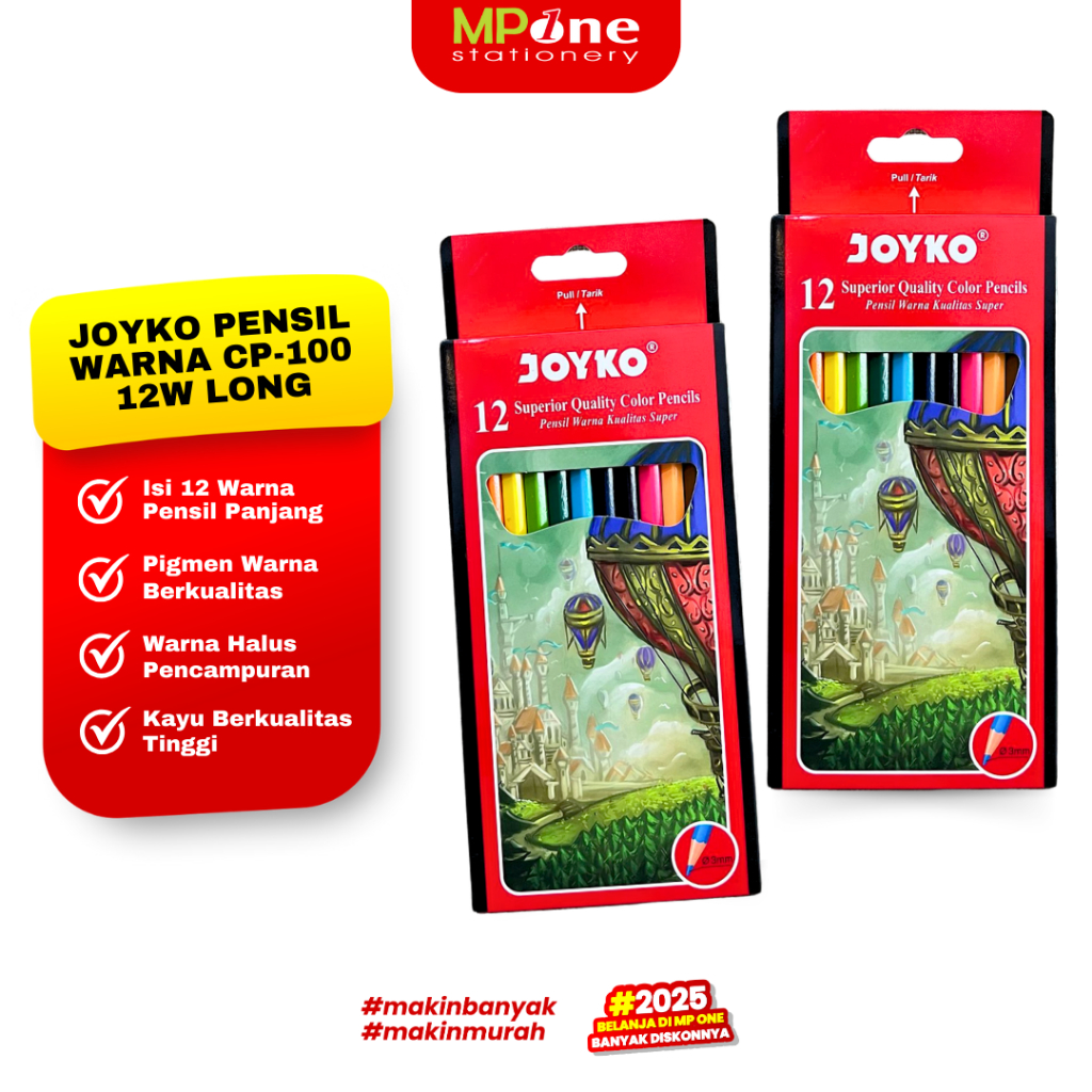 

Joyko Pensil Warna Panjang 12 Warna CP-100 / Pensil Mewarnai Color12w Long / Pensil Warna JOYKO