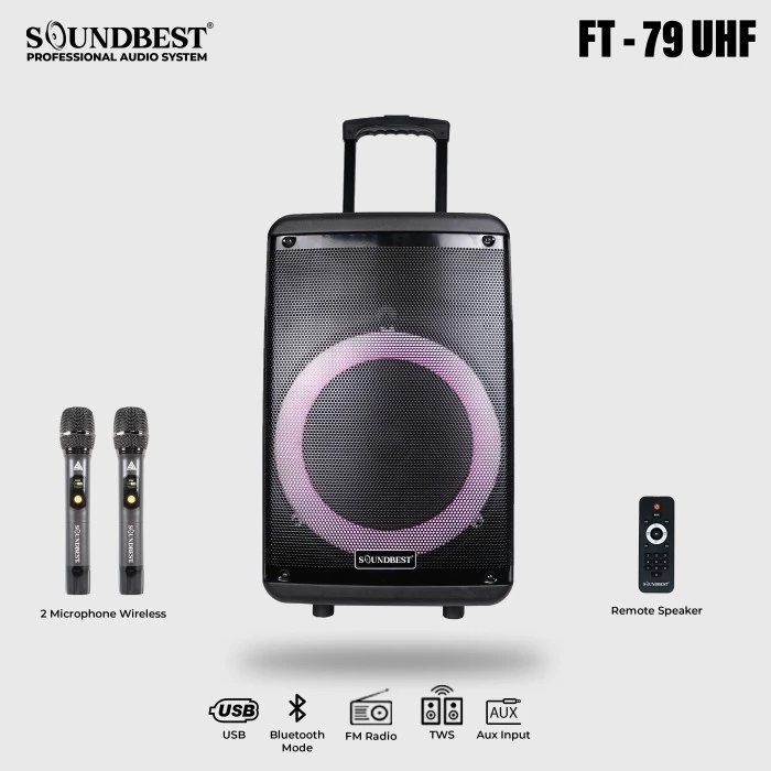 Speaker Portable Wireless Soundbest FT 79 UHF  Soundbest FT79UHF / FT-79 UHF Original 12 inch Blueto