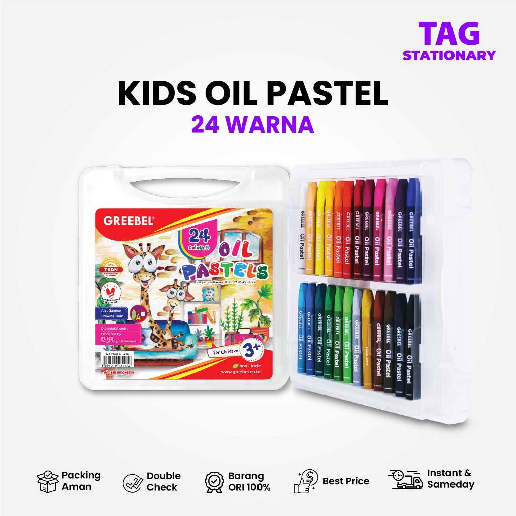 

GREEBEL Crayon Krayon 24 Warna / Kids Oil Pastel 24 Warna / Crayon Greebel / Timur Agung Grosir