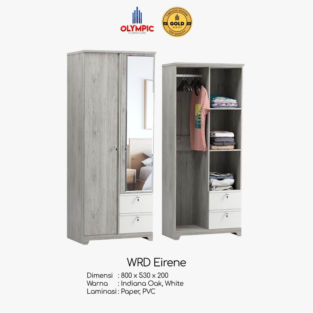 Lemari Baju Lemari Pakaian Lemari 2 Pintu Lemari Dress gantungan Gamis WRD EIRENE Olympic