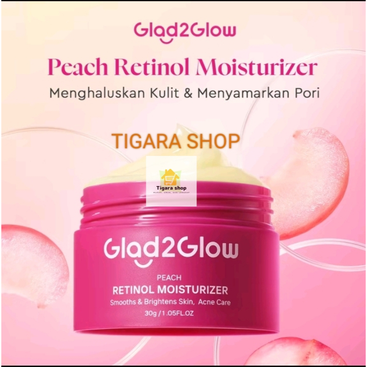 Glad2Glow G2G Peach Retinol Moisturizer Moist 30gr Cream Siang dan Malam Original BPOM