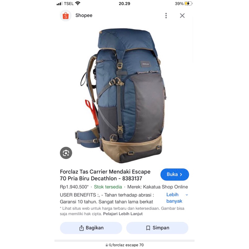 Quechua Forclazz Escape 70L