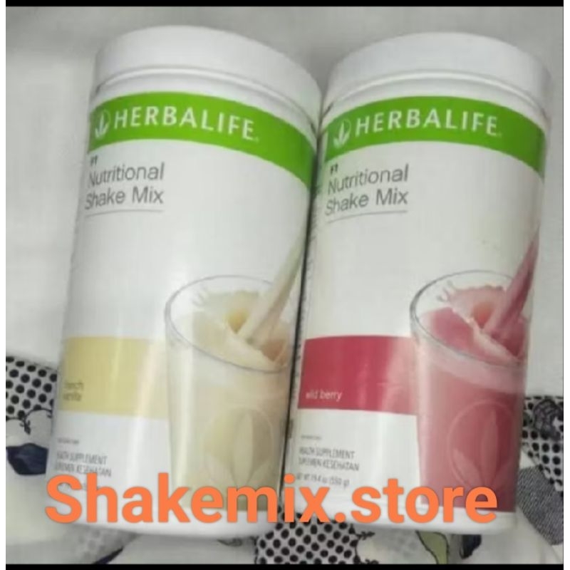 Promo 2 kaleng Herbalife Shake Mix rasa Wild Berry, Vanilla Formula 1  - Diet Detox - Original