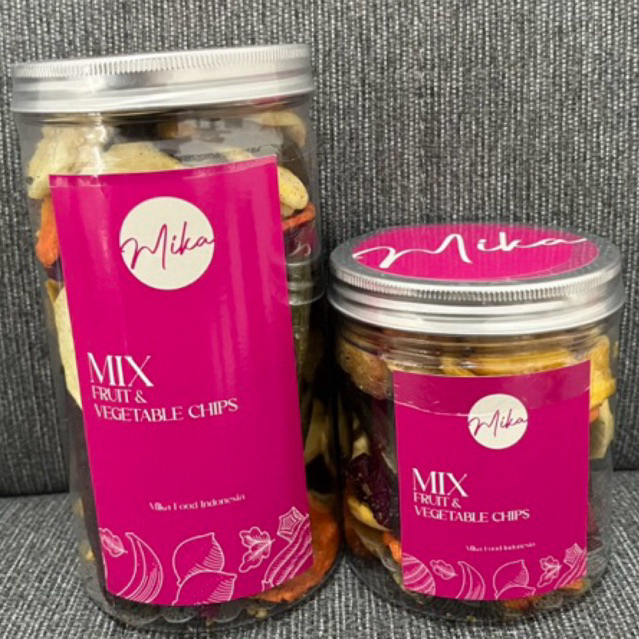 

PAKET BUNDLING MIKAFOOD - KERIPIK MIX BUAH 500 ml dan 1000 ml 100% Buah Asli