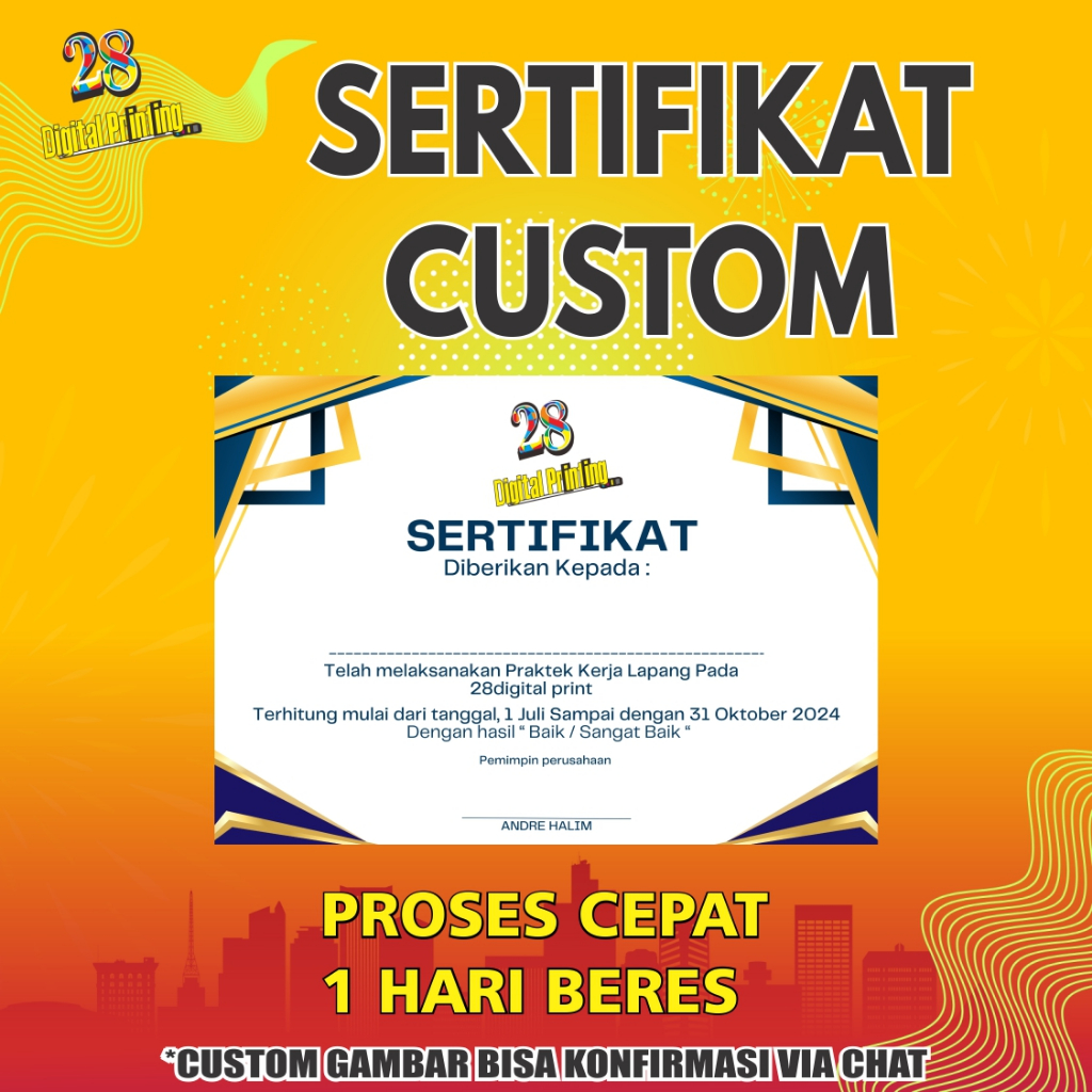 

CETAK SERTIFIKAT / PIAGAM MURAH BAHAN ART PAPER 260 LAMINASI / SERTIFIKAT BAHAN CONCORD / SERTIFIKAT BAHAN TEXTURE PREMIUM / CETAK SERTIFIKAT CUSTOM / CETAK PIAGAM CUSTOM