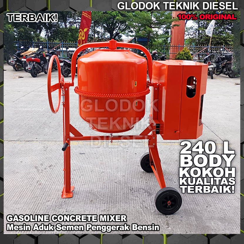 Mesin Molen Aduk Semen Cor Beton Penggerak Bensin 240 Liter Gasoline Engine Concrete Mixer Machine 2