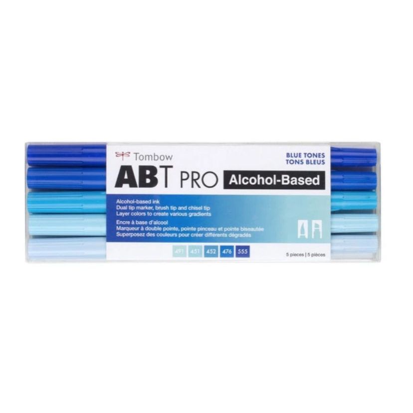 

Tombow ABT Pro BLUE Tones Art Markers Set 5 Colors Dual Tip Brush Pen 56970