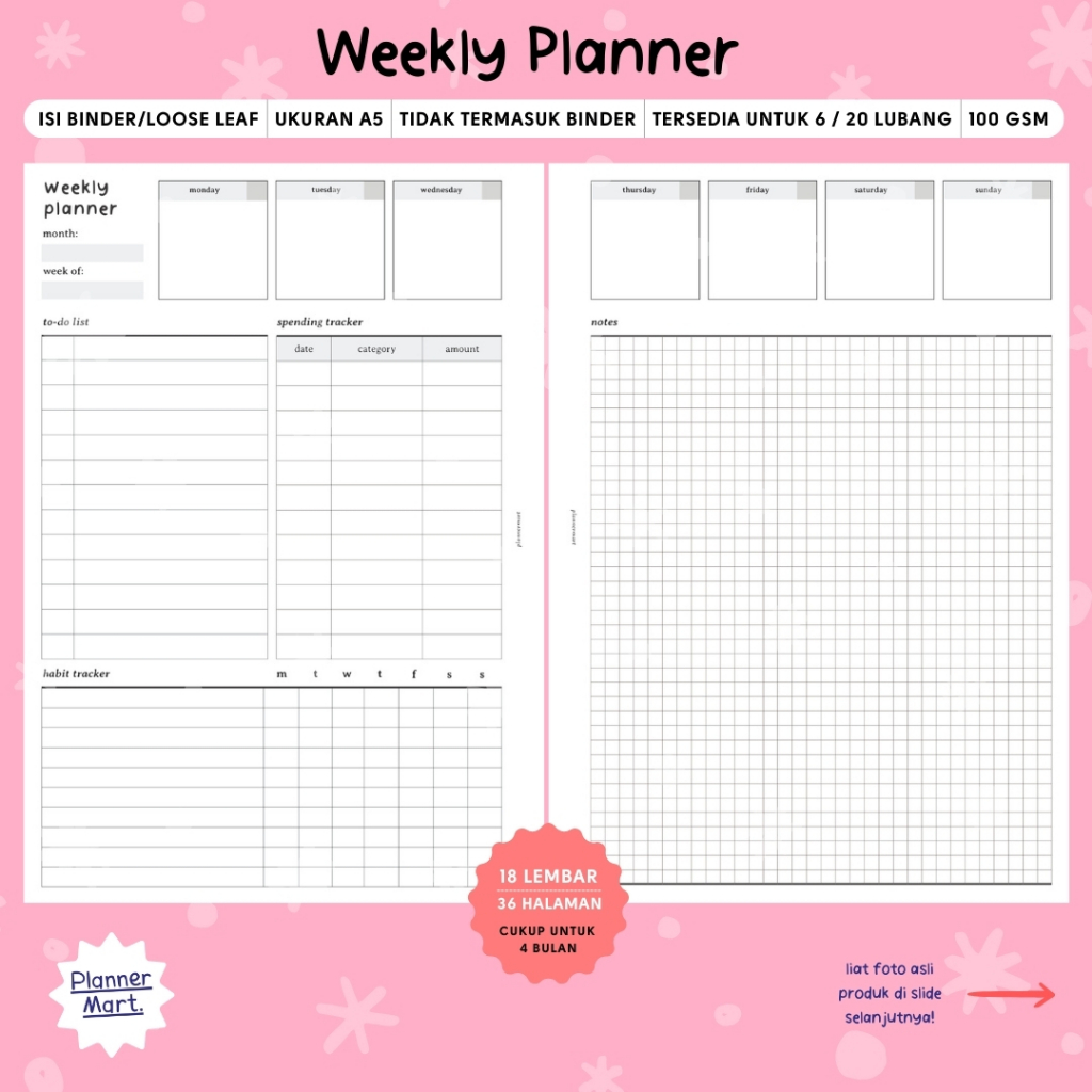 

Isi Binder A5 | Weekly Planner #1