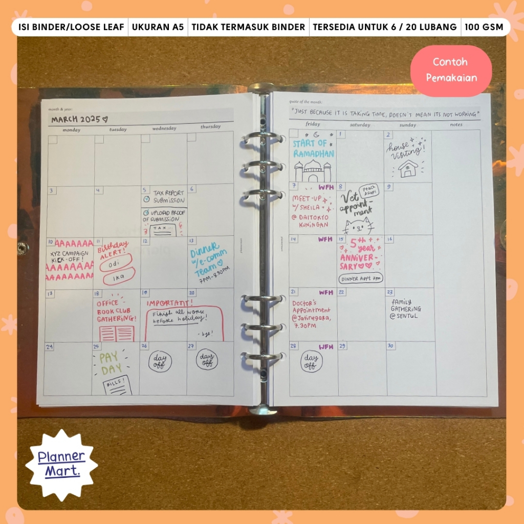 Isi Binder A5 | Monthly Planner #2