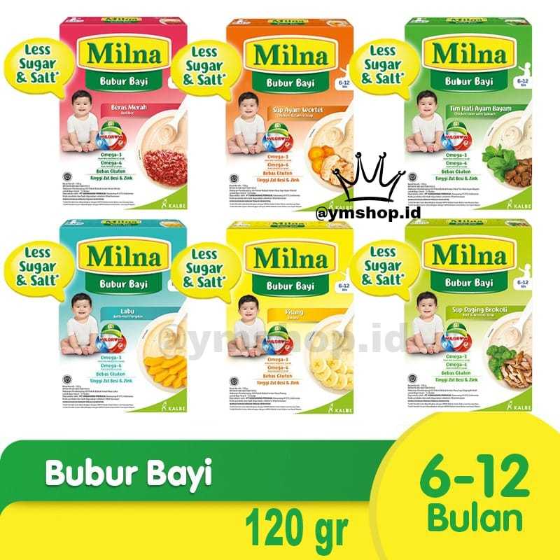 Milna Bubur Bayi 6+ 120gr - Mpasi Instan Untuk Bayi Usia 6 Bulan Ke Atas
