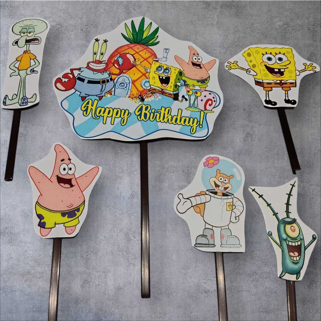 CAKE TOPPER KERTAS SPONGEBOB/CAKE TOPPER
