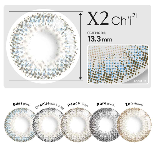 Softlens Warna X2 Chi'i - Lensa Normal ~ (-5.00) | Softlens Warna Natural | Diameter 14.5mm