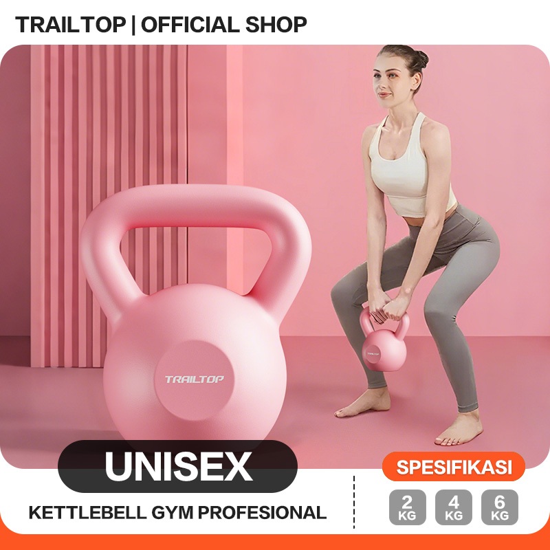 TrailTop Kettlebell Dumbell Barbel 2kg 4Kg 6KG Gym Fitnes Home Workout Olahraga Rumah