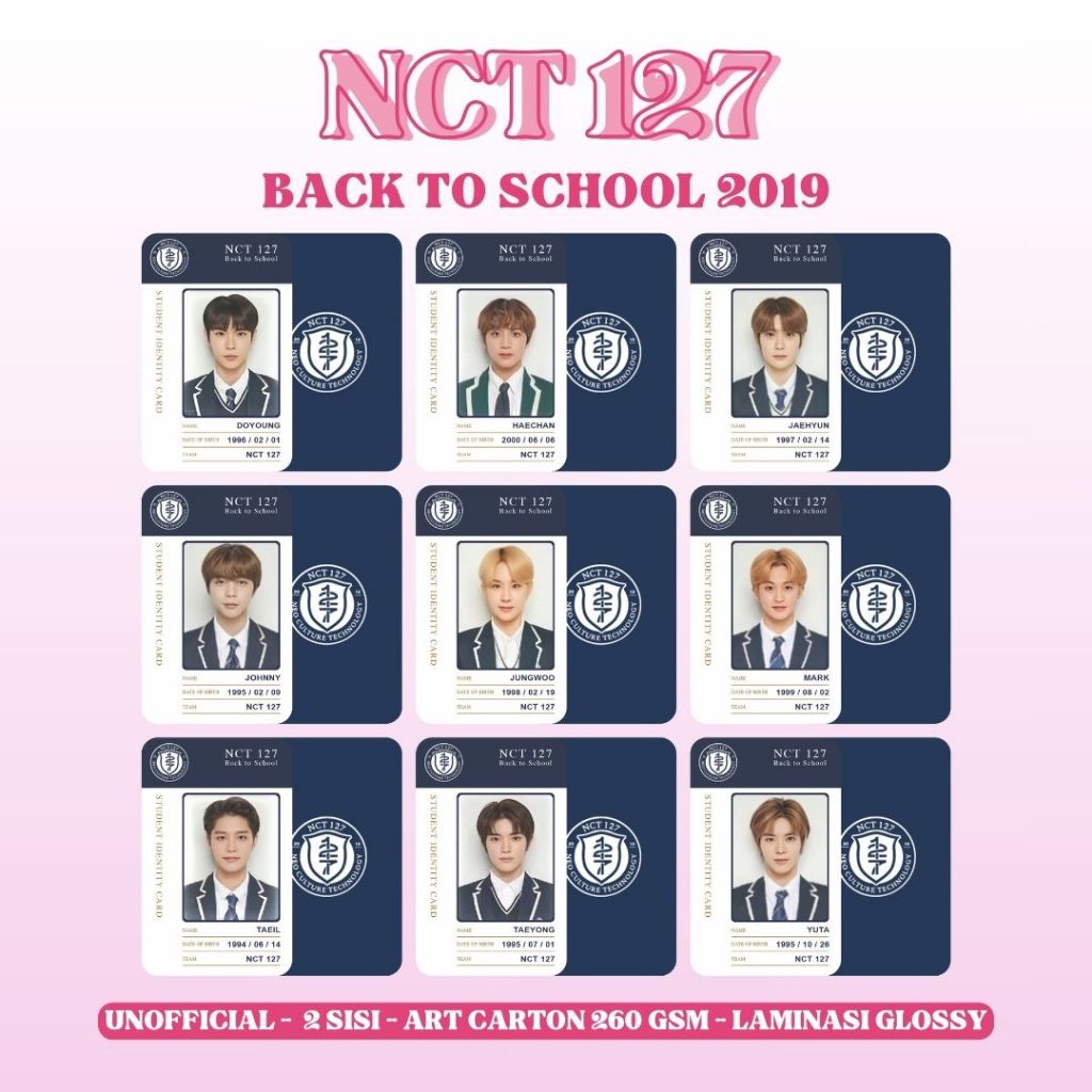 Photocard NCT 127 BACK TO SCHOOL - PC 2 Sisi Kartu