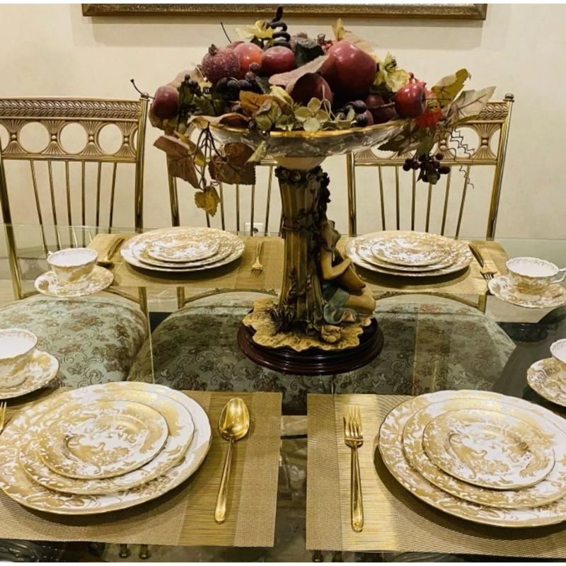 Dinner Set Royal Crown Derby England Aves Gold Cantik Mewah