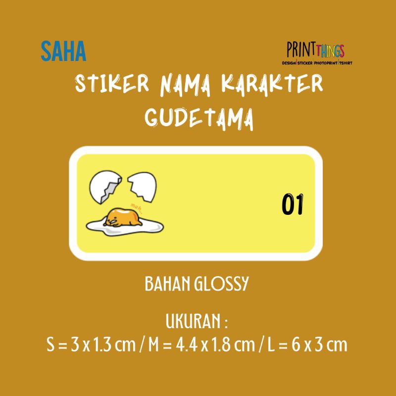 

STIKER NAMA GLOSSY KARAKTER GUDETAMA ANEKA MOTIF