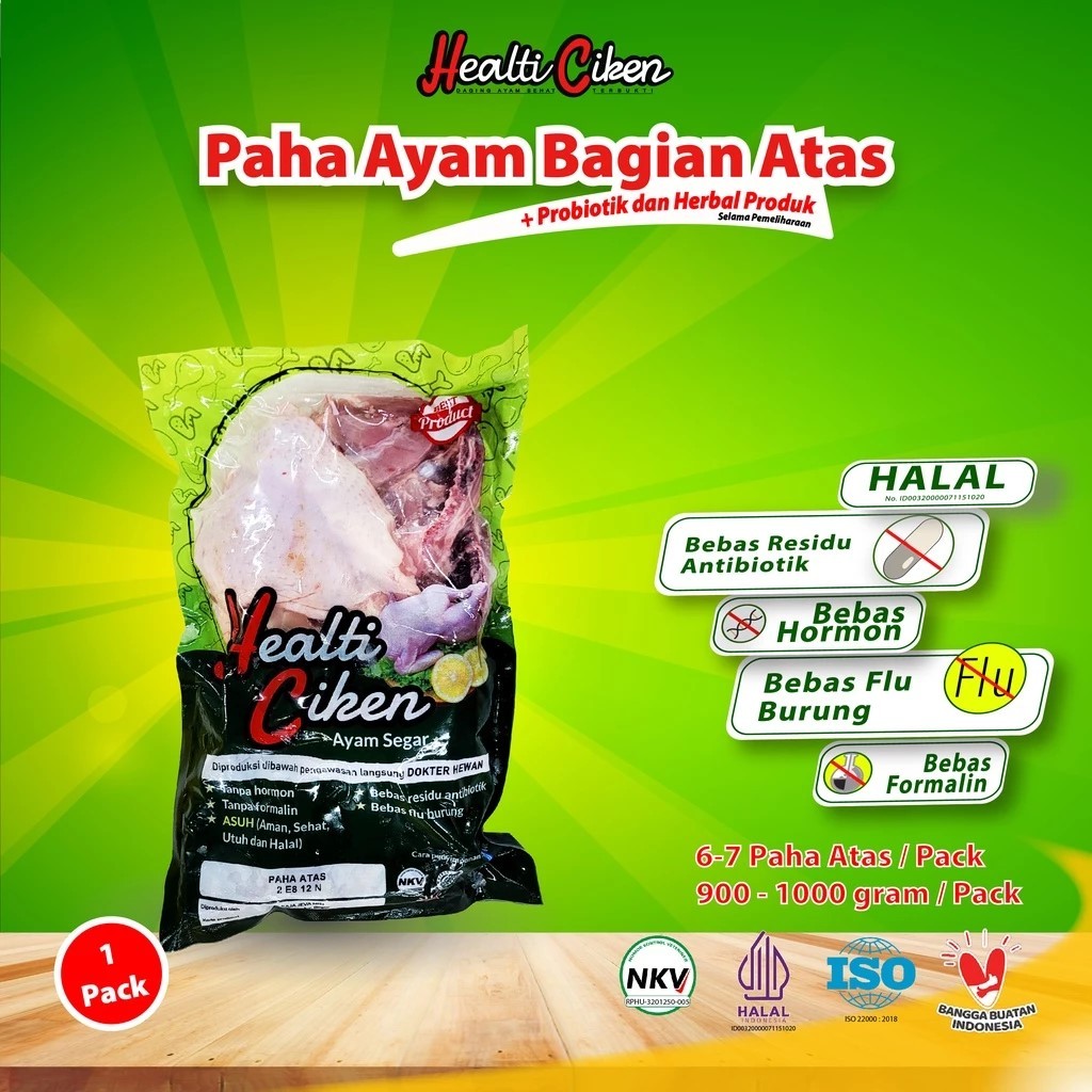 

PAHA ATAS AYAM ORGANIK PROBIOTIK, HALAL, BEBAS HORMON DAN BAHAN KIMIA, 0,9-1 KG
