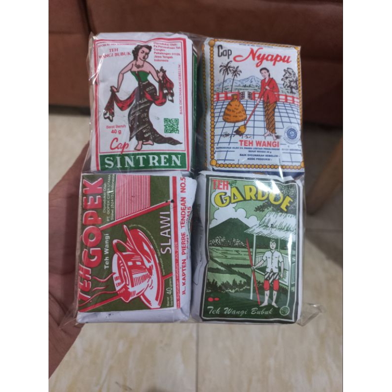 

4 macam paket teh racikan gopek, nyapu, sintren, gardoe