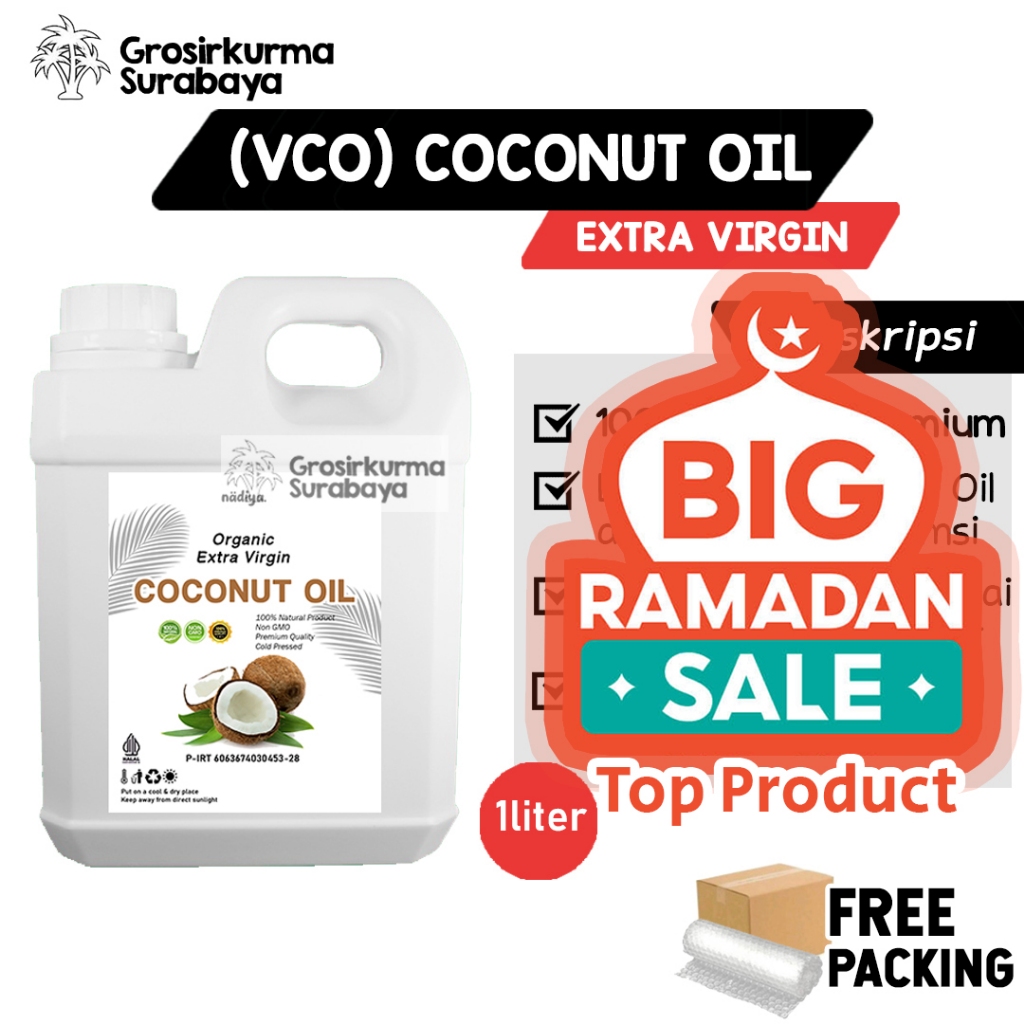 

VCO MURNI 1 LITER Asli Minyak Kelapa Cold Pressed Virgin Coconut Oil 1L Kualitas Terbaik EVCO Alam