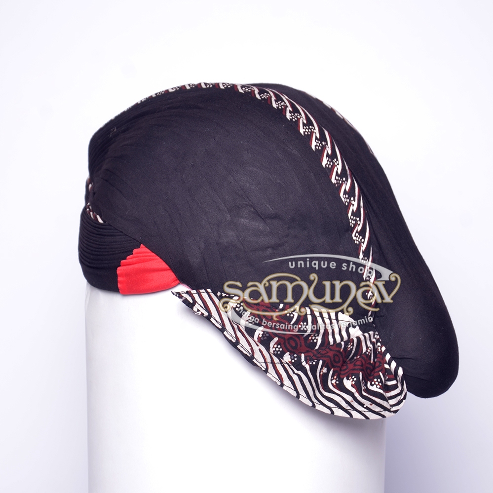 Blangkon Jogja Mataram Halus Hitam Motif Samurai iket batik cap