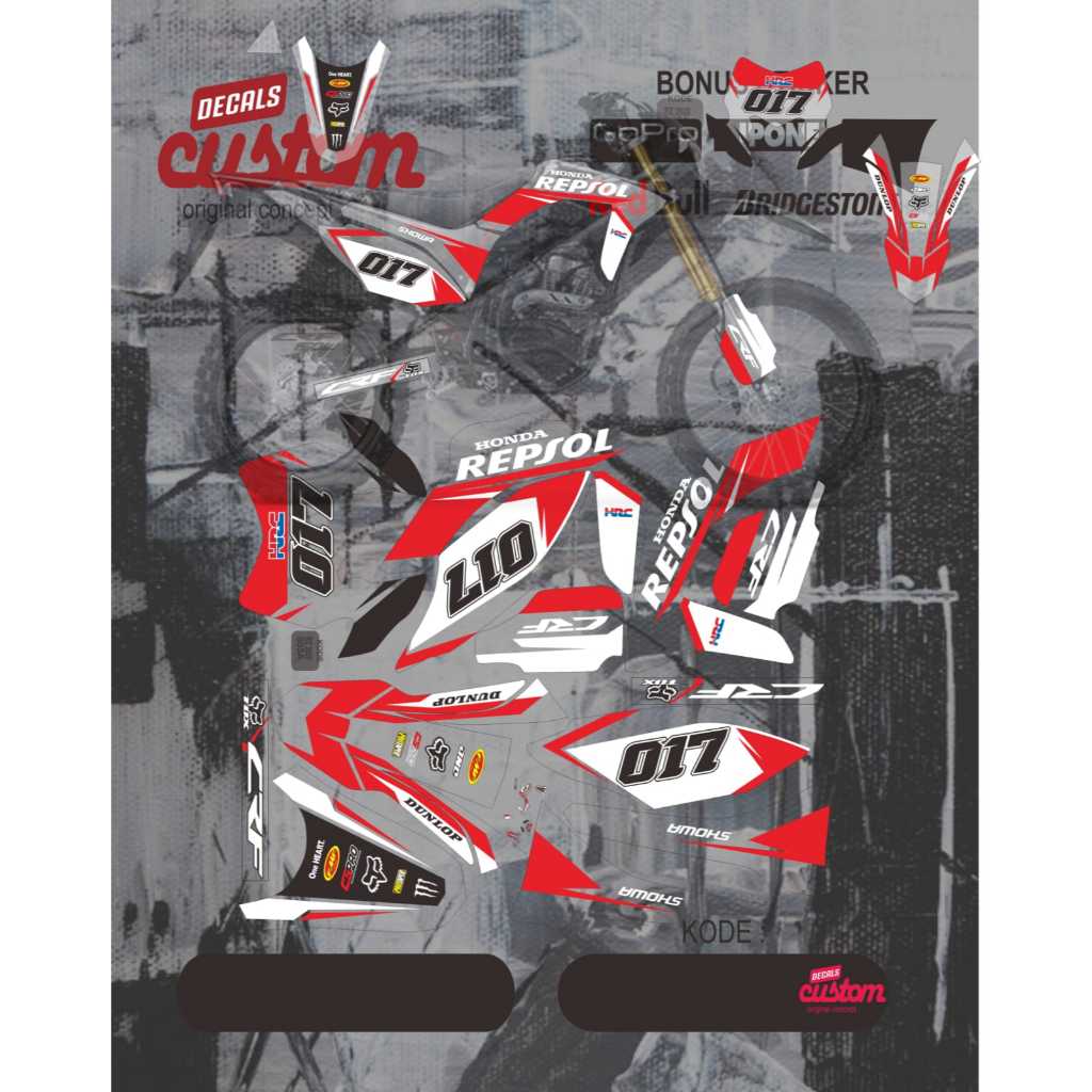 striping transparan honda crf sticker motor honda crf transparan honda crf super moto