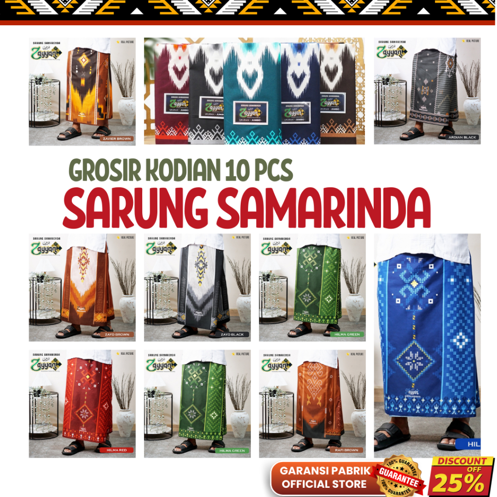Grosir 10pcs Kain Sarung Samarinda Zayyan Asli Kodian Murah Motif Original 100%