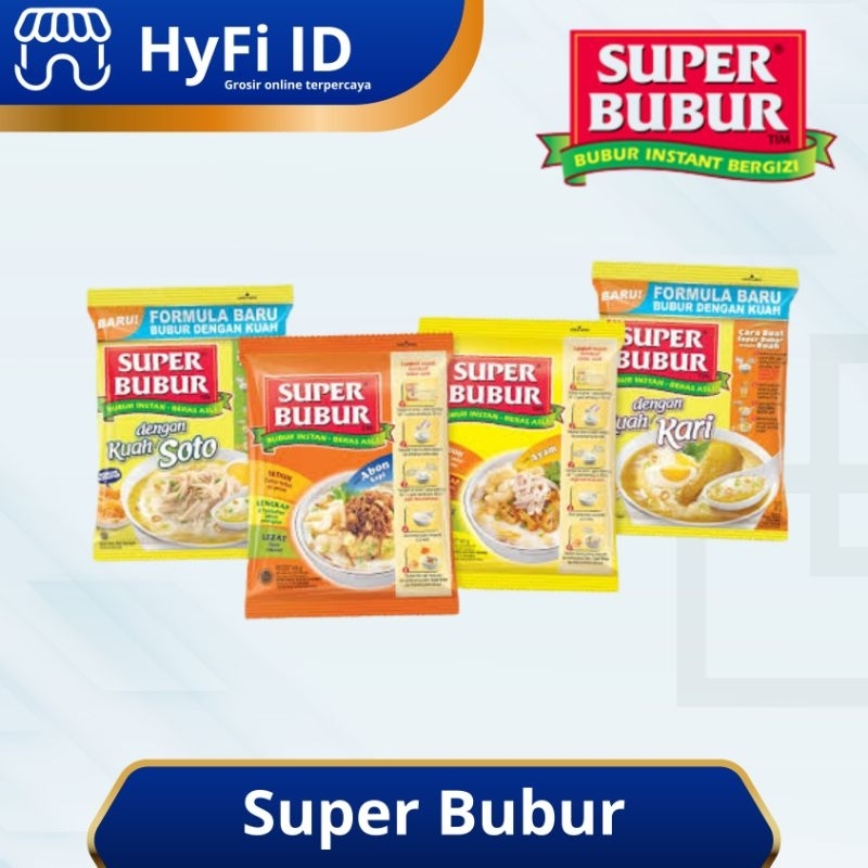 

Super Bubur - Bubur Instan Varian Abon Sapi, Ayam, Kuah Kari, dan Kuah Soto