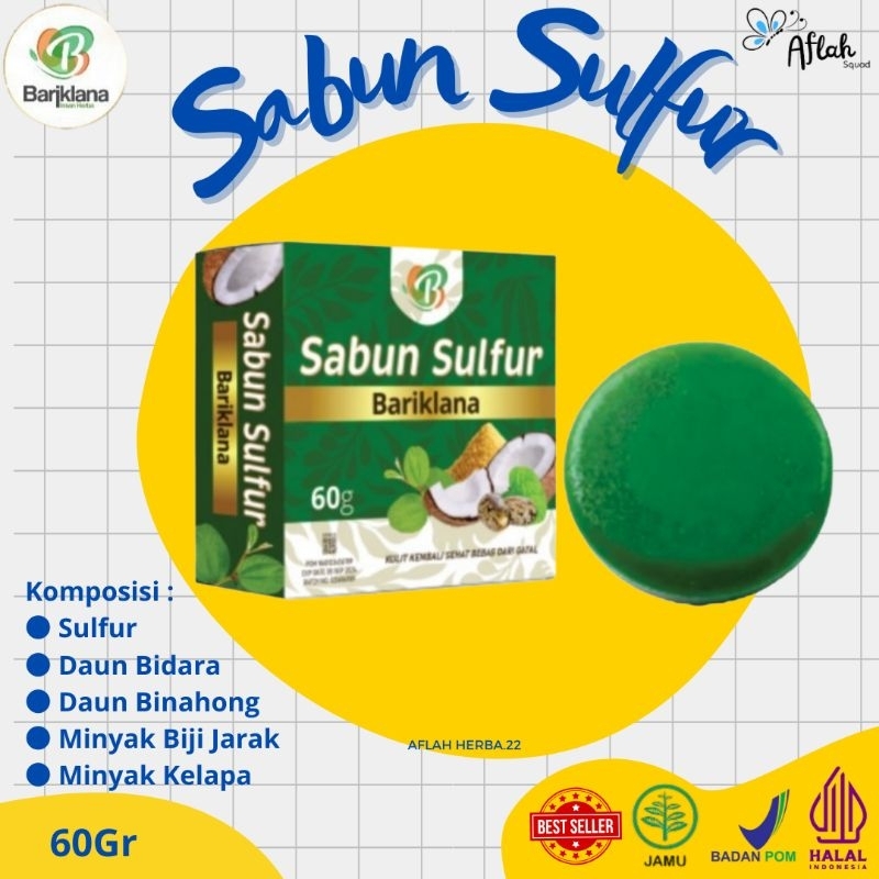 BARIKLANA - SABUN SULFUR PLUS DAUN BIDARA, DAUN BINAHONG, MINYAK BIJI JARAK, MINYAK KELAPA / ATASI K
